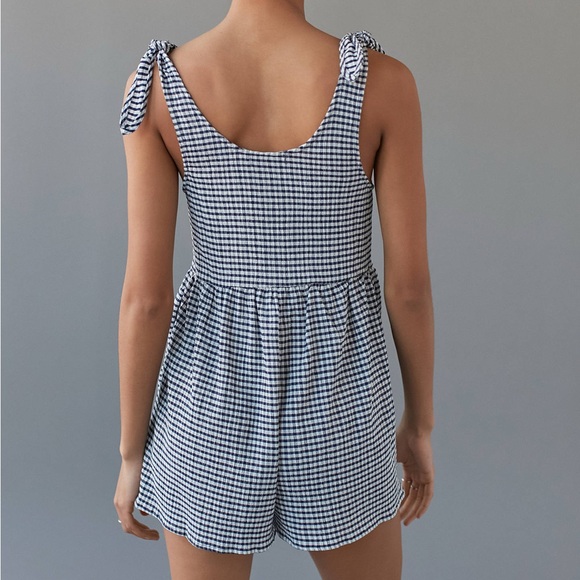 Urban Outfitters Navy and White Gingham Romper - Picture 2 of 4